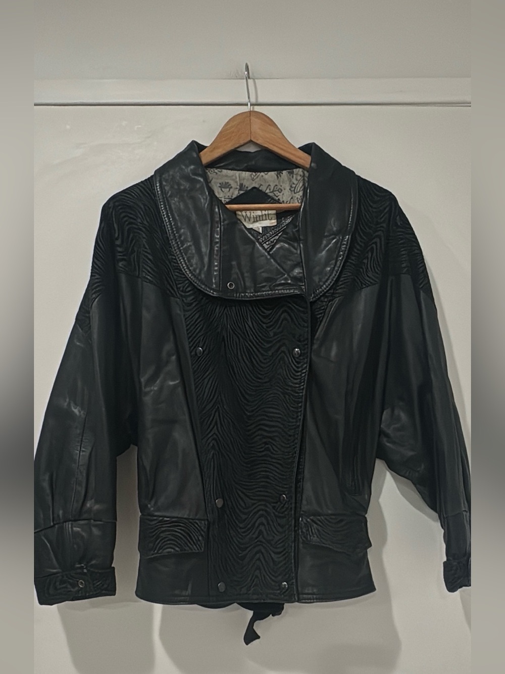 Vintage Black Med Winlit 100% Genuine Leather Jacket